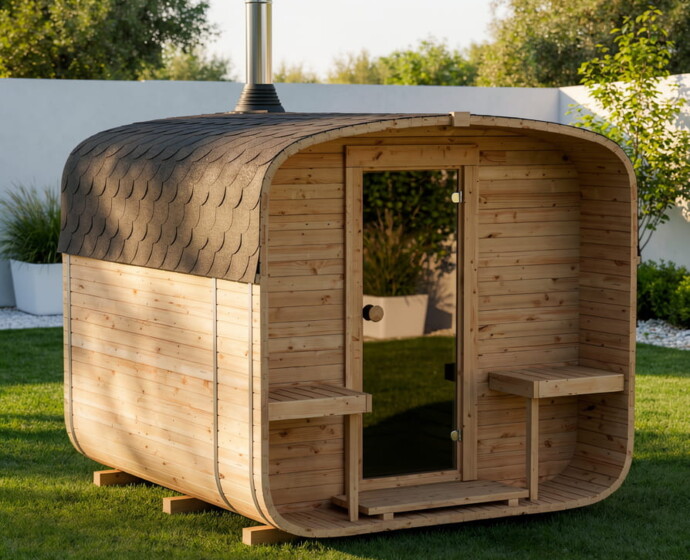 Sauna ogrodowa QUADRO 240 cm z piecem na drewno