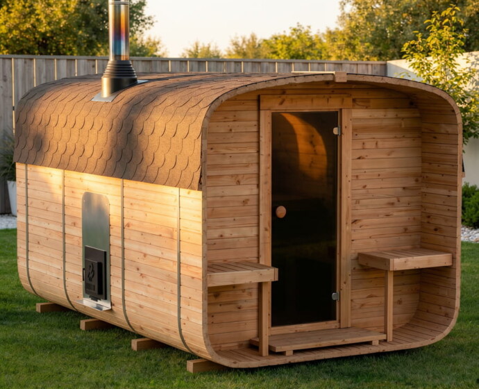 Sauna ogrodowa QUADRO 340 cm z piecem na drewno