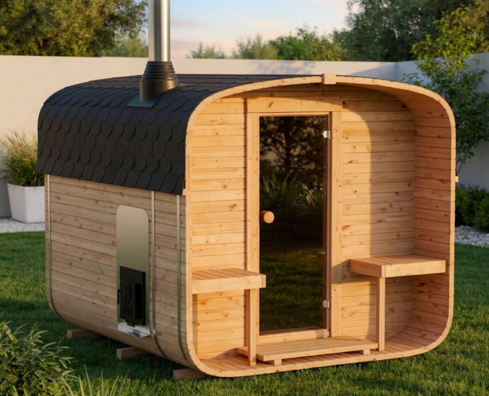 Sauna ogrodowa QUADRO QL 240 cm z piecem opalanym drewnem
