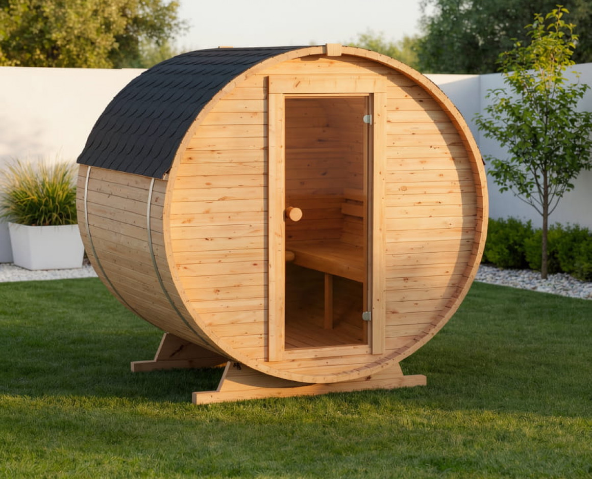 Sauna Beczka Ogrodowa 180 cm z Piecem Elektrycznym