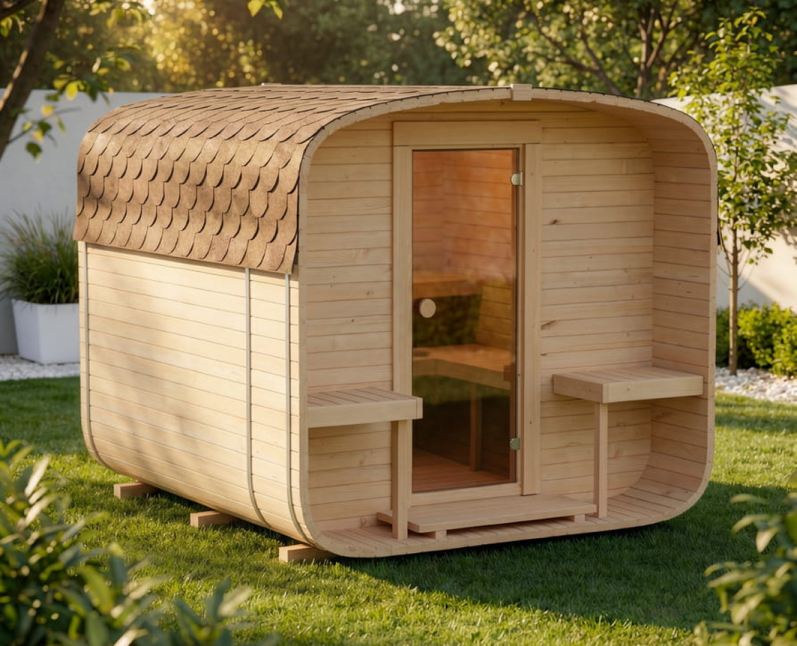 Sauna ogrodowa QUADRO 240 cm z piecem elektrycznym