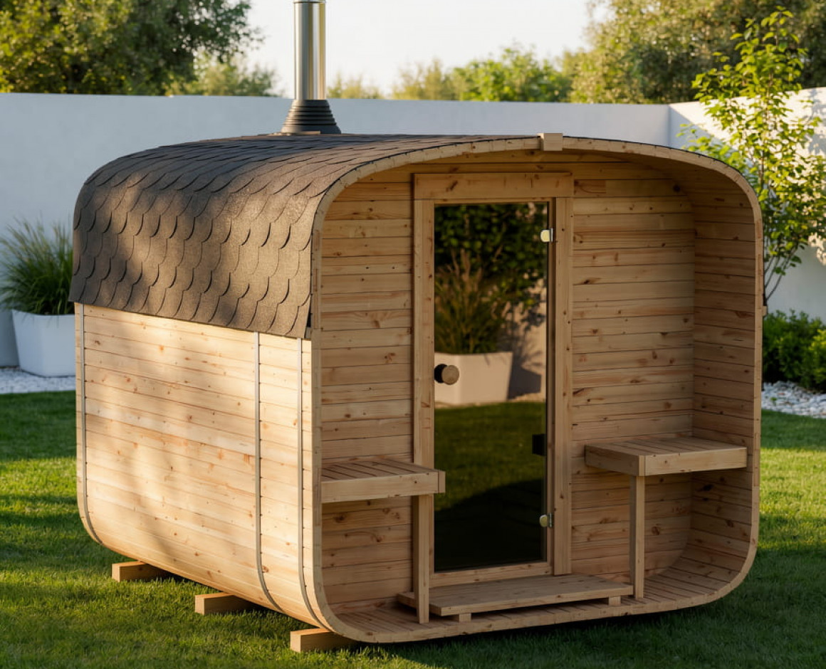 Sauna ogrodowa QUADRO 240 cm z piecem na drewno